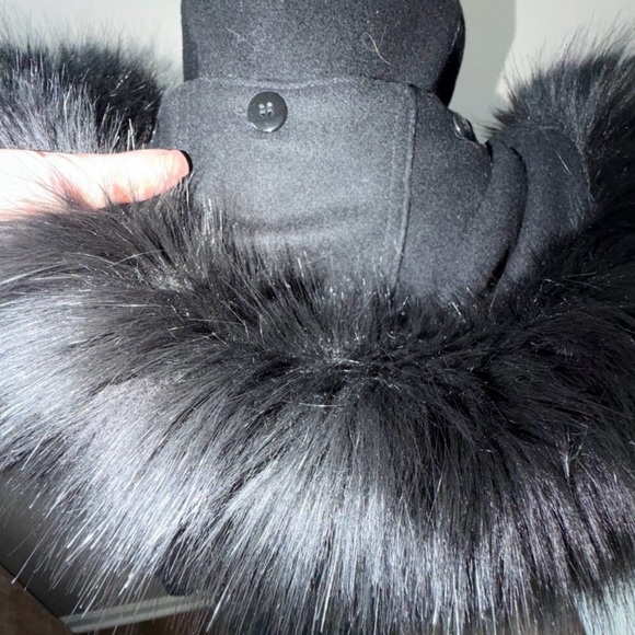 Wool Blend Fur-Trimmed Hooded Coat - Small - Picture 3 of 13